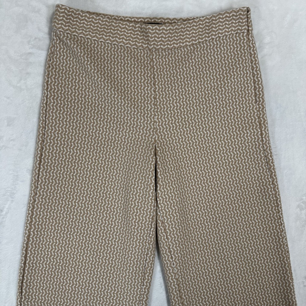 Ann Taylor Wide Leg Cropped Pants Size 8 Textured Stretch Knit Office Casual - Picture 3 of 16